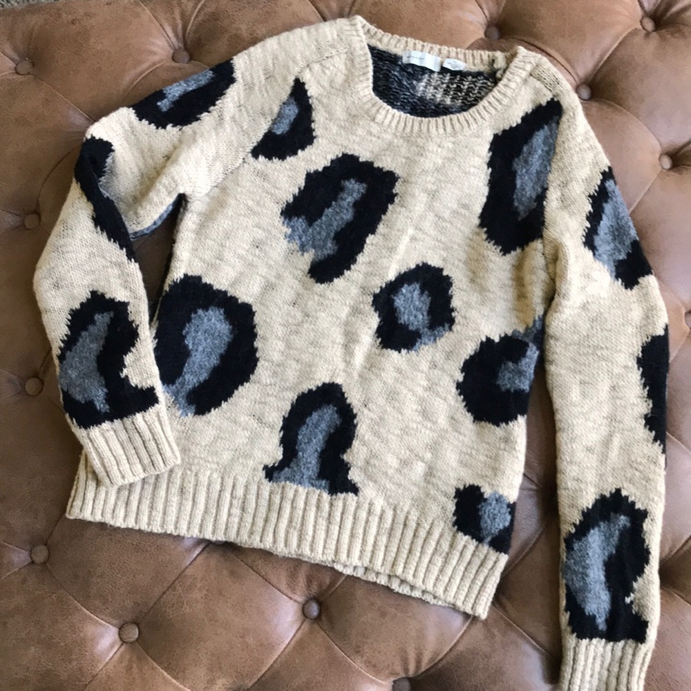 Anthropologie Wool blend animal print sweater Sz S